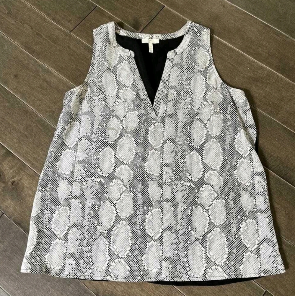 Joie Corette Snake-Print Sleeveless Sheer Back Silk Tank Top - Picture 4 of 4